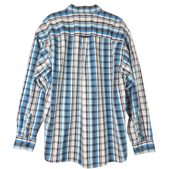 PANHANDLE Tuf Cooper Performance Western Shirt Mens XL Blue‎ Plaid Long Sleeve - Picture 2 of 12